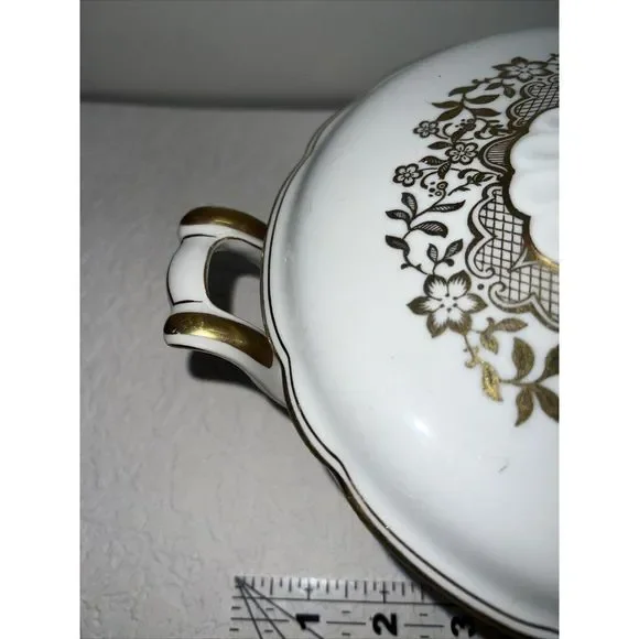 Lot Is 2 Bavaria Schirnding Serving Bowl with Lid #39 Floral White & Gold
